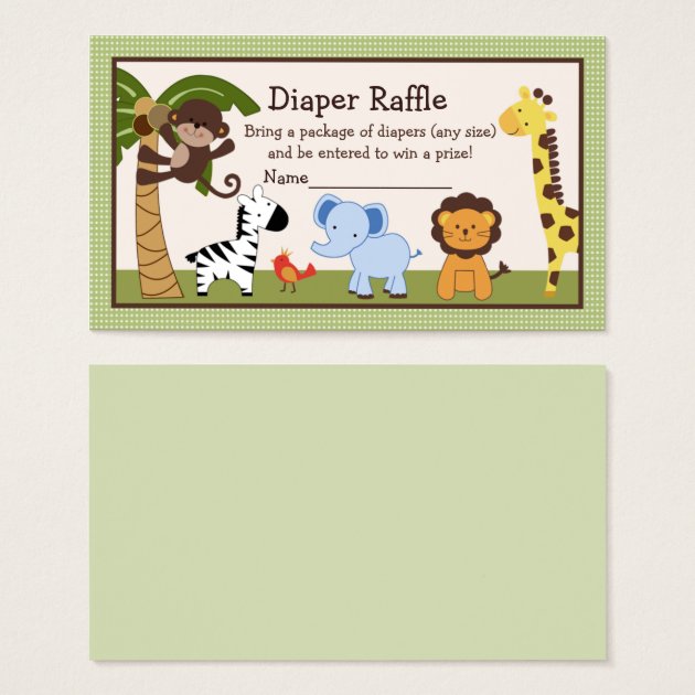 Adorable Jungle Buddies Diaper Raffle Tickets