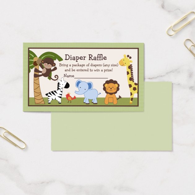 Adorable Jungle Buddies Diaper Raffle Tickets