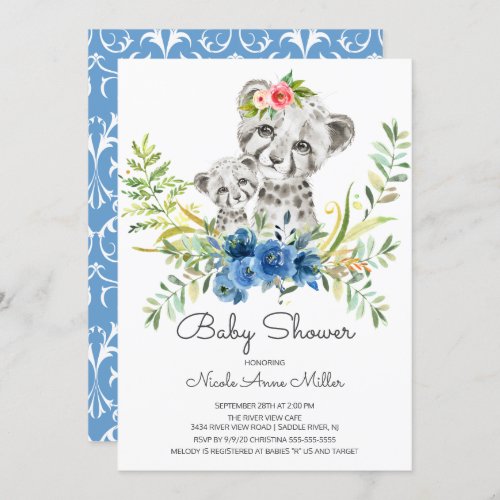 Adorable Jungle Cheetah Baby Shower Invitation