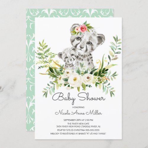 Adorable Jungle Cheetah Baby Shower Invitation