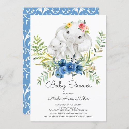 Adorable Jungle Elephant Baby Shower Invitation