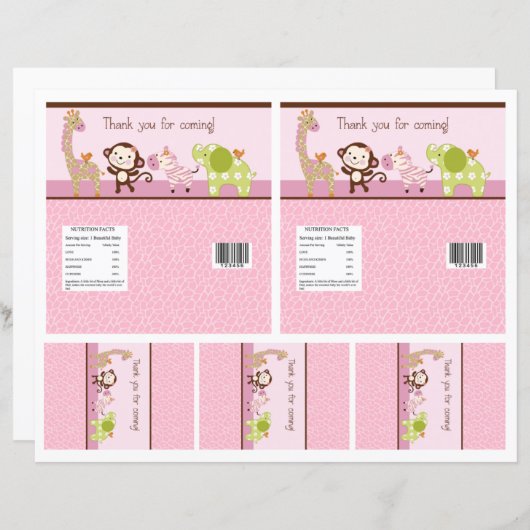 Adorable "Jungle Girl" Candy Bar Labels 2 sizes (Front/Back)