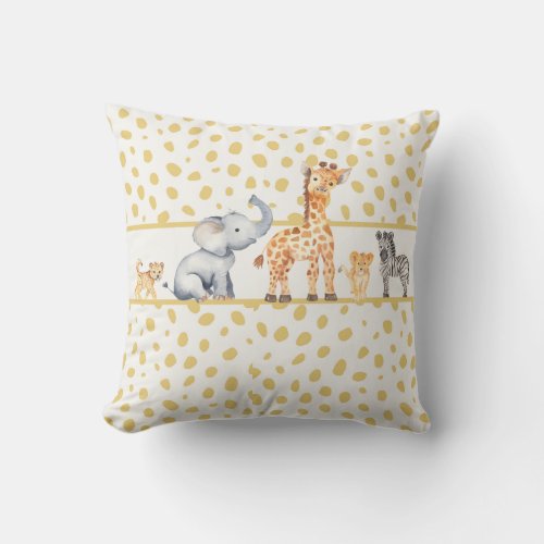 Adorable Jungle Safari Animals Pattern Throw Pillow