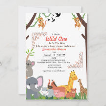Adorable Jungle Safari Baby Shower Invitation
