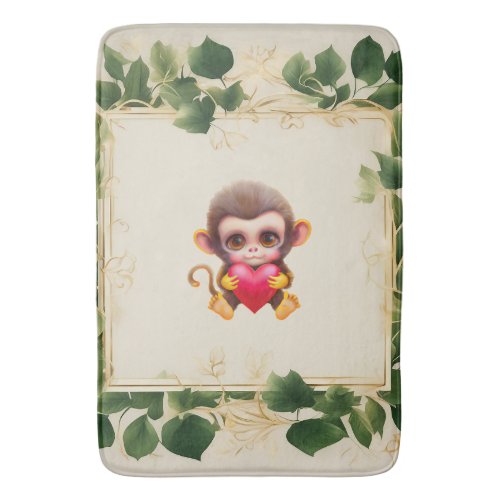 Adorable Jungle Valentine Monkey Bath Mat