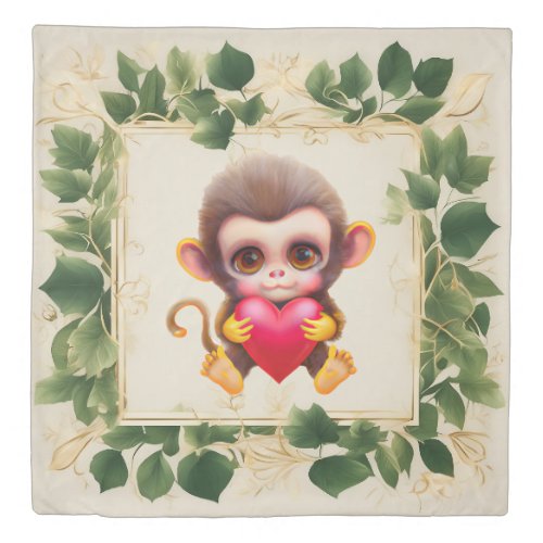 Adorable Jungle Valentine Monkey Duvet Cover