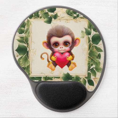 Adorable Jungle Valentine Monkey Gel Mouse Pad