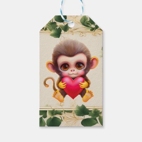 Adorable Jungle Valentine Monkey Gift Tags