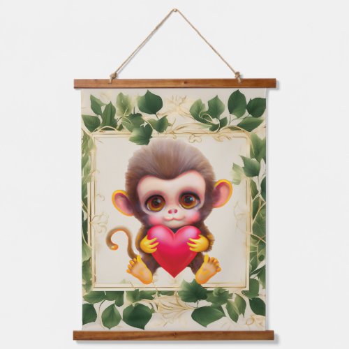 Adorable Jungle Valentine Monkey Hanging Tapestry