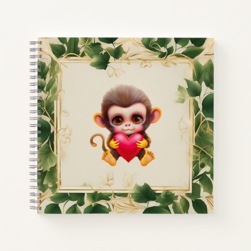 Adorable Jungle Valentine Monkey Notebook