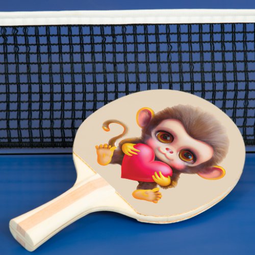Adorable Jungle Valentine Monkey Ping Pong Paddle