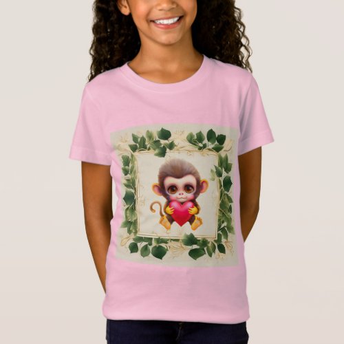 Adorable Jungle Valentine Monkey T_Shirt