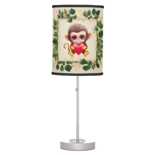 Adorable Jungle Valentine Monkey Table Lamp