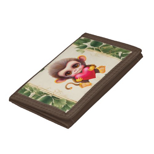Adorable Jungle Valentine Monkey Trifold Wallet