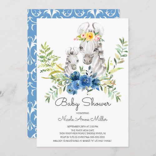 Adorable Jungle Zebra Baby Shower Invitation