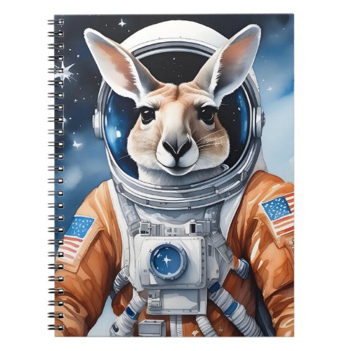 Adorable Kangaroo in Astronaut Suit in Outer Space Notebook
