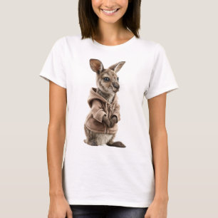 Adorable Kangaroo Joey in a Cozy Hoodie T-Shirt