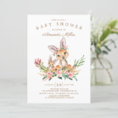 Adorable Kangaroo Mom & Baby Girls Baby Shower Invitation (Standing Front)
