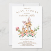 Adorable Kangaroo Mom & Baby Girls Baby Shower Invitation (Front)