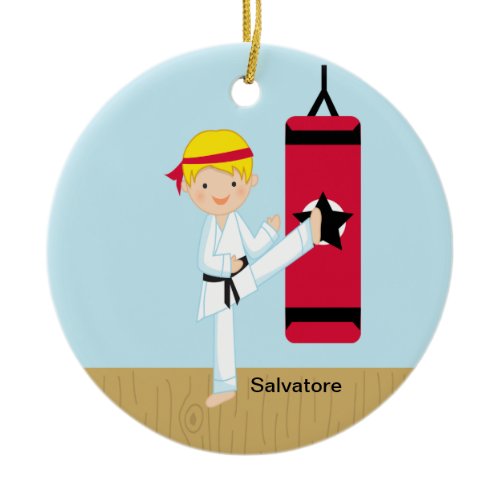 Adorable karate Boy Ornament