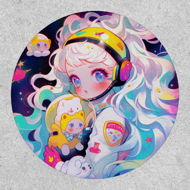 Adorable Kawaii Anime Girl in Space  Patch (Front)