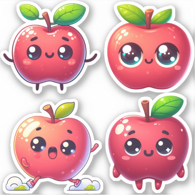 adorable kawaii apples sticker (Front)
