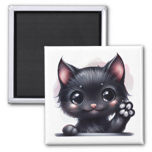 Adorable Kawaii Black Cat Magnet