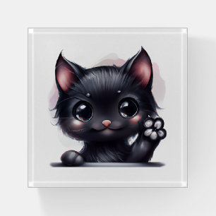 Adorable Kawaii Black Cat Paperweight