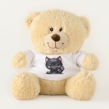 Adorable Kawaii Black Cat Teddy Bear by CutestKawaii at Zazzle