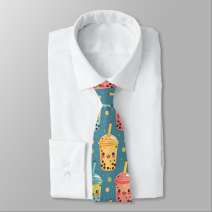 Adorable Kawaii Boba Drink Design Neck Tie
