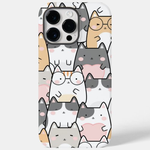 Adorable Kawaii Cats Pattern Case_Mate iPhone 14 Pro Max Case