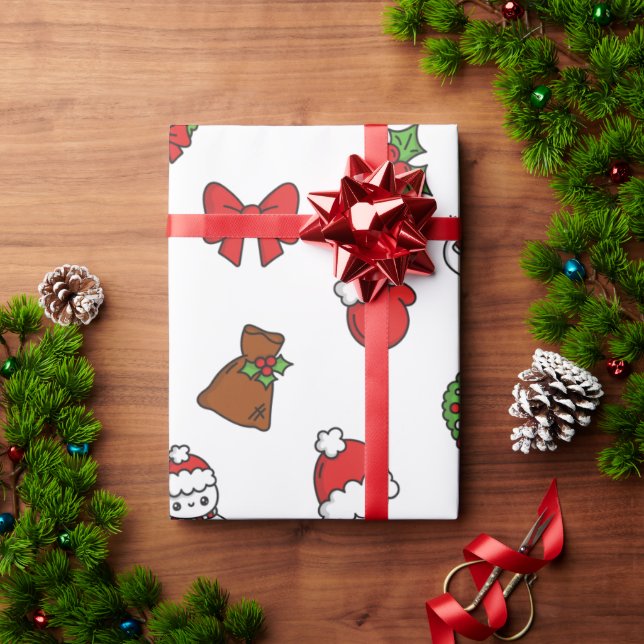 Adorable Kawaii Christmas Holiday Pattern Gift Wrapping Paper (Holiday Gift)