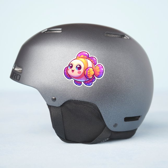 Adorable Kawaii Clownfish with Bright Colors Sticker (Helmet Side)