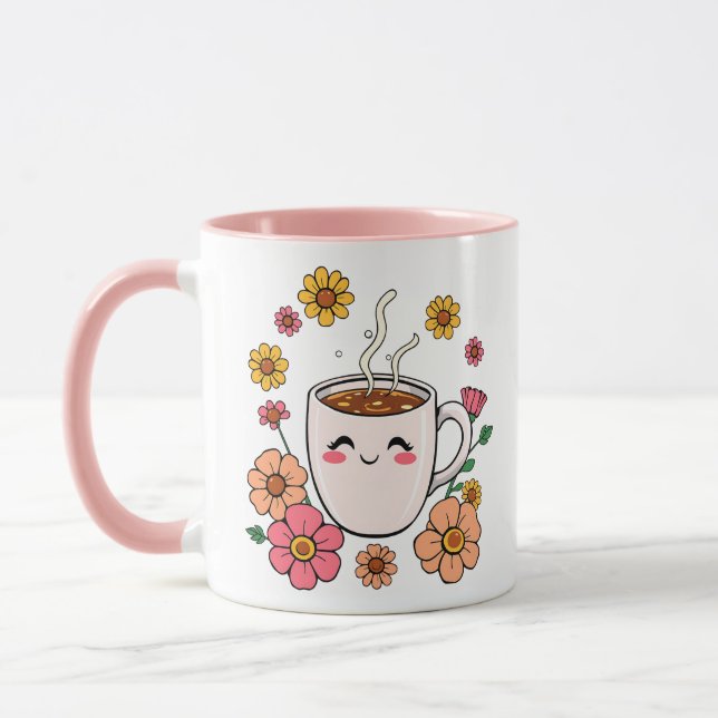 Adorable Kawaii Coffee Cartoon Mug (Left)