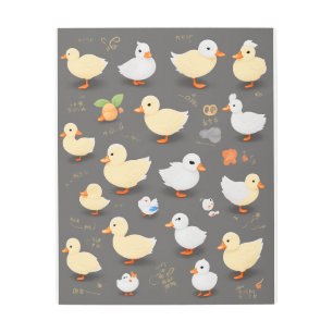 Adorable Kawaii Duck: Multiple Vector Designs Metal Print