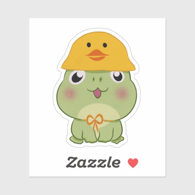 Adorable Kawaii Frog Wearing Duck Hat Sticker (Sheet)