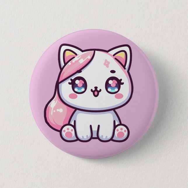Adorable Kawaii Kitten Button (Front)
