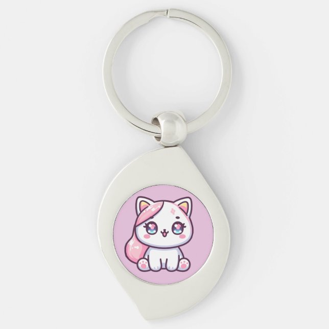 Adorable Kawaii Kitten Keychain (Front)