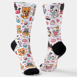 Adorable Kawaii Kitties For Cat Lovers Socks