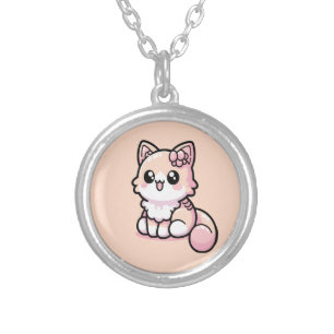 Adorable Kawaii Kitty Silver Plated Necklace