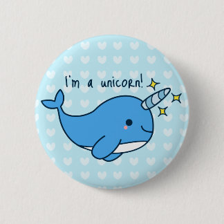 Adorable Kawaii Narwhal Button