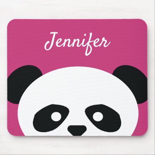 Adorable Kawaii Panda Bear Face Pink Personalized Mouse Pad