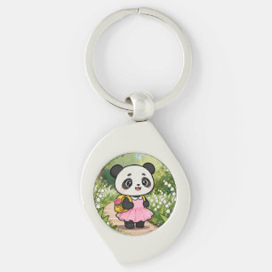 Adorable Kawaii Panda Girl on a Dreamy Path Keychain