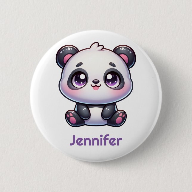 Adorable Kawaii Panda Personalized Design Button (Front)