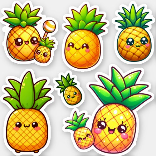 adorable kawaii pineapples sticker