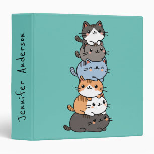 Adorable Kawaii Stack Of Kitty Cats Custom 3 Ring Binder