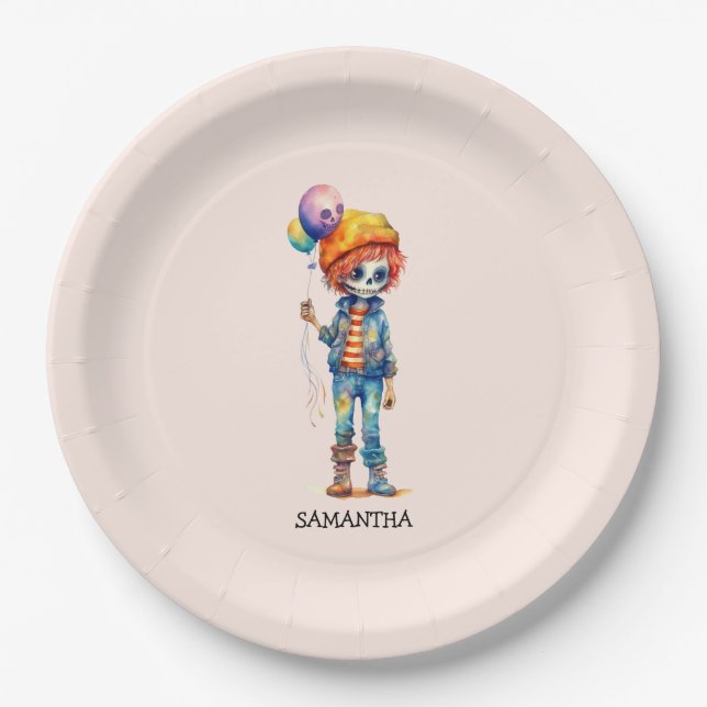 Adorable Kid Zombie - Cute Halloween (2) Paper Plates (Front)