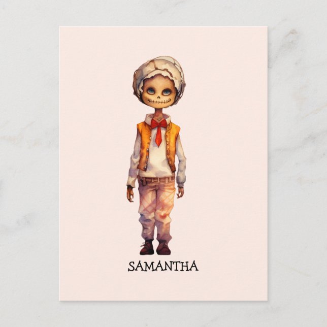 Adorable Kid Zombie - Cute Halloween Postcard (Front)