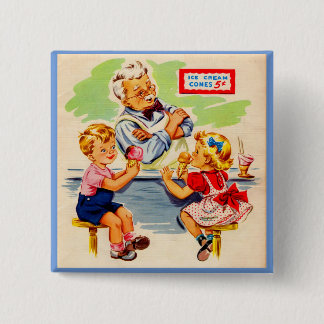 adorable kids at the soda fountain button