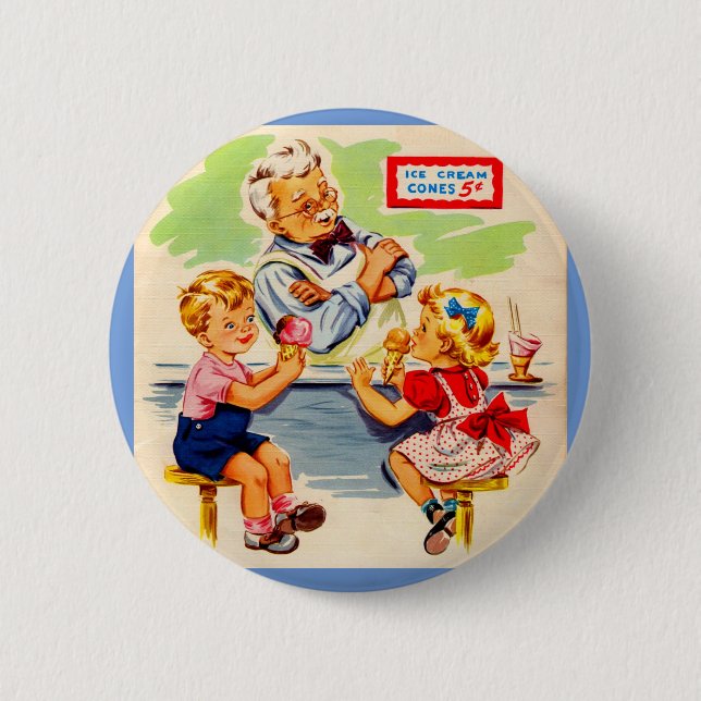 adorable kids at the soda fountain button (Front)
